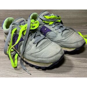 Saucony Jazz Low Pro Womens Shoes Gray Purple Neon Lace Up Size 6 Vegan